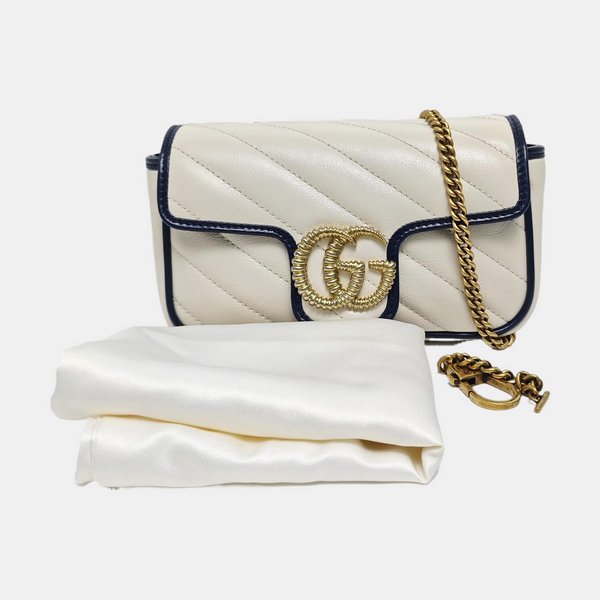 GG Marmont Super Mini Quilted Calfskin White