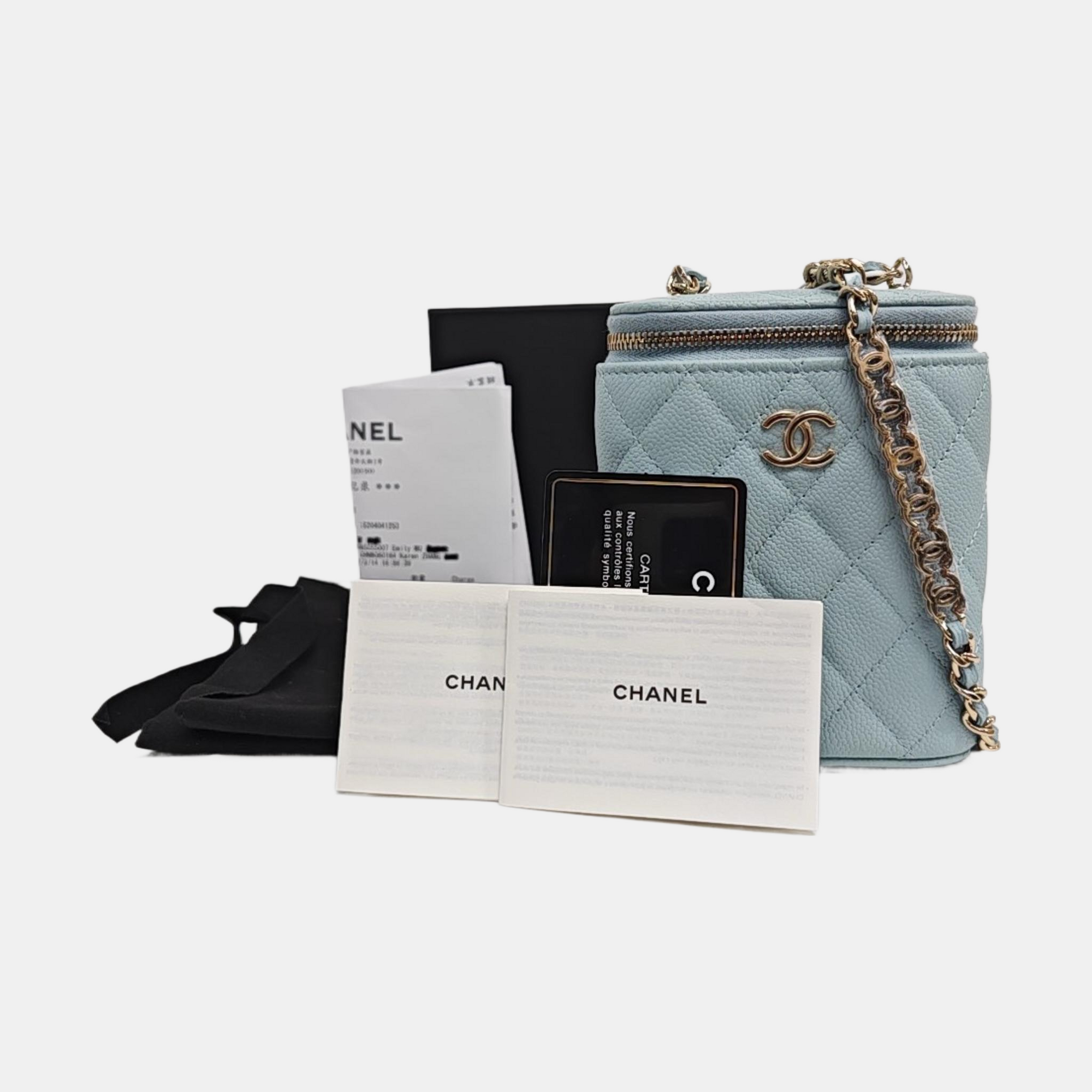 VANITY CASE Quilted Grained Calfskin Blue