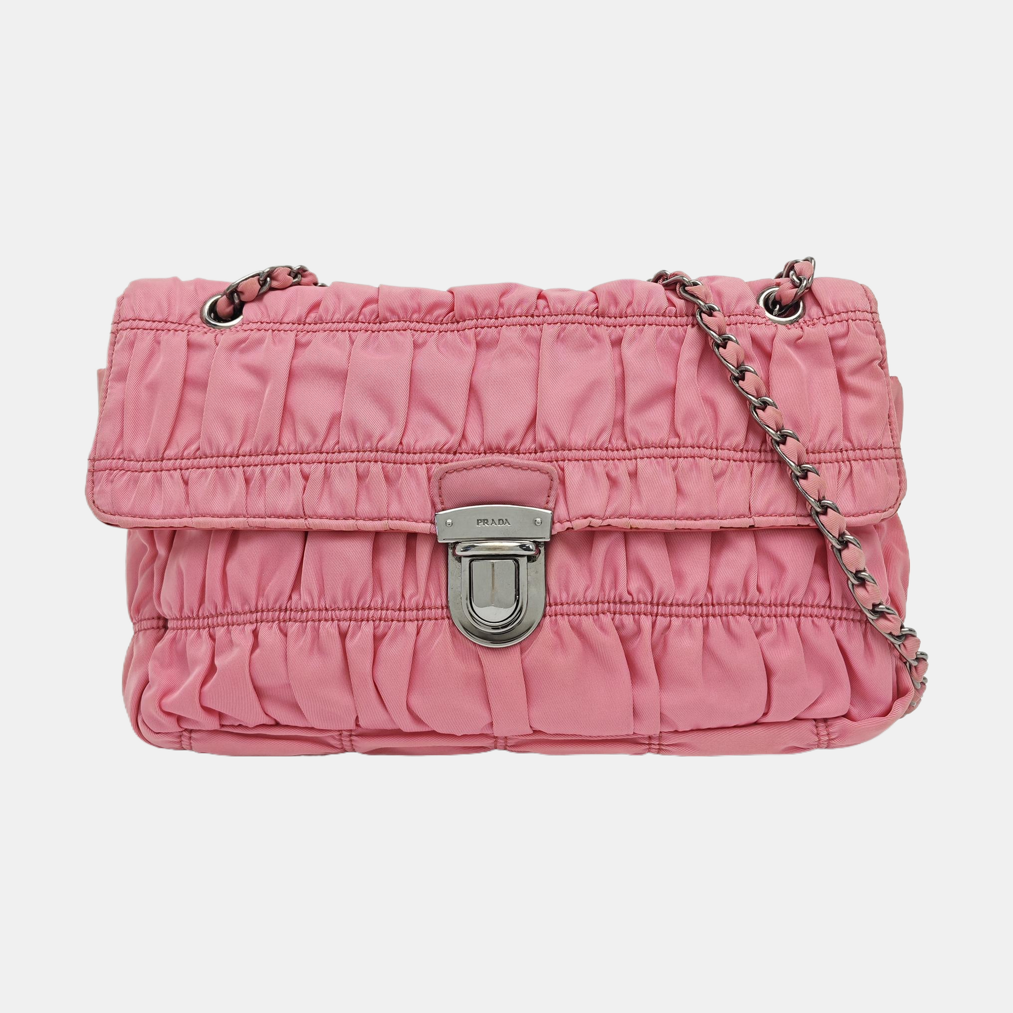 Quilted Nylon Shoulder Bag Red
