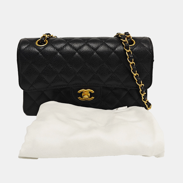 CLASSIC FLAP Small Quilted Grained Calfskin Black