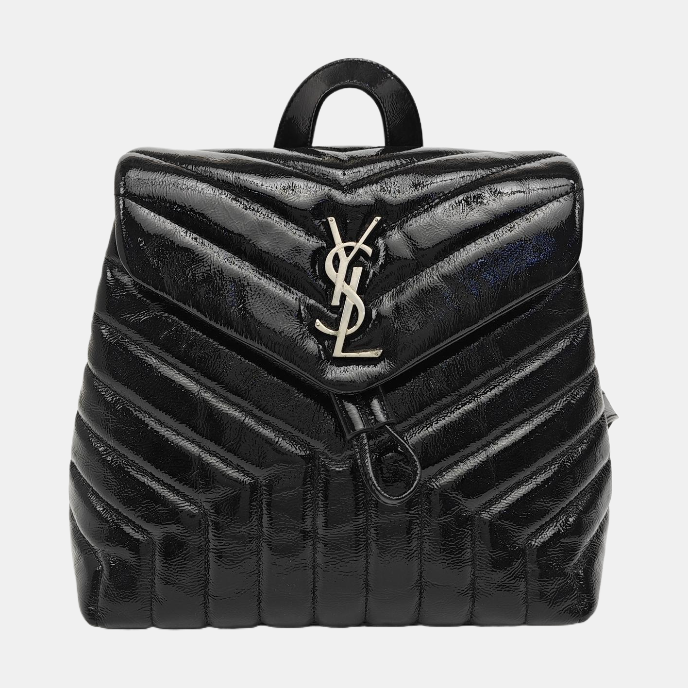 LOULOU Small Chevron Calfskin Black