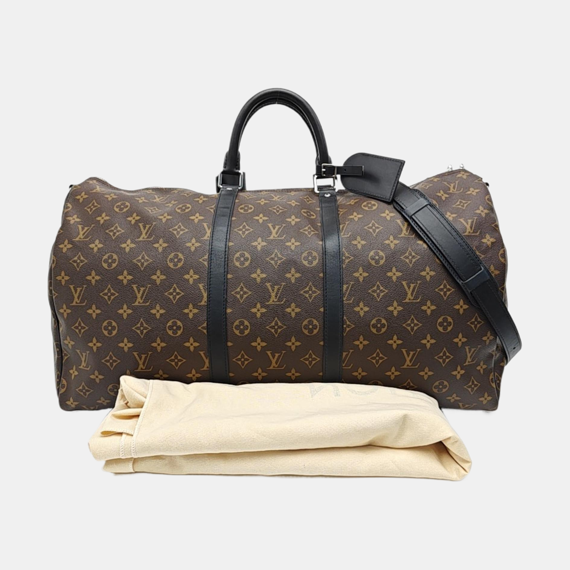 KEEPALL 55 Monogram Coated Canvas Brown
