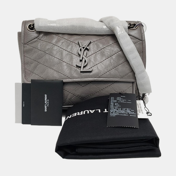 NIKI Medium Chevron Calfskin Gray