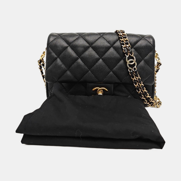 23C Mini Quilted Grained Calfskin Black