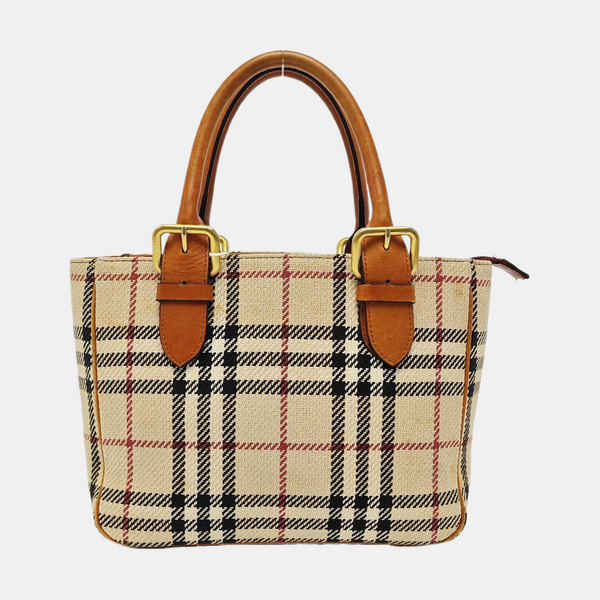 Fabric Top Handle Bag Brown
