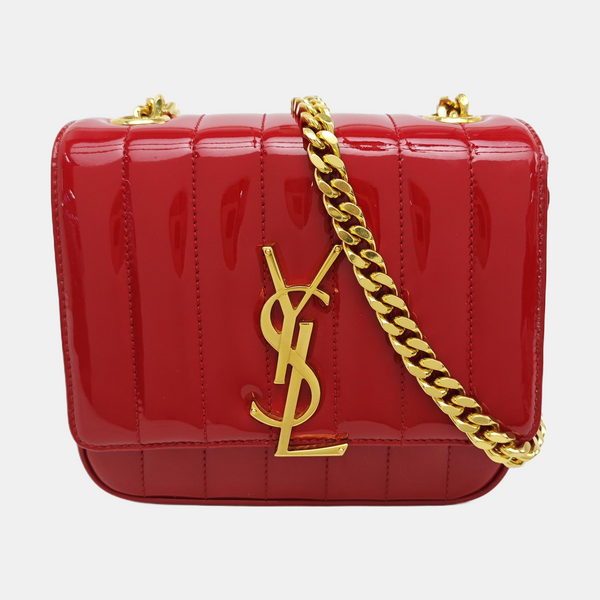 VICKY Small Quilted Patent Leather Red