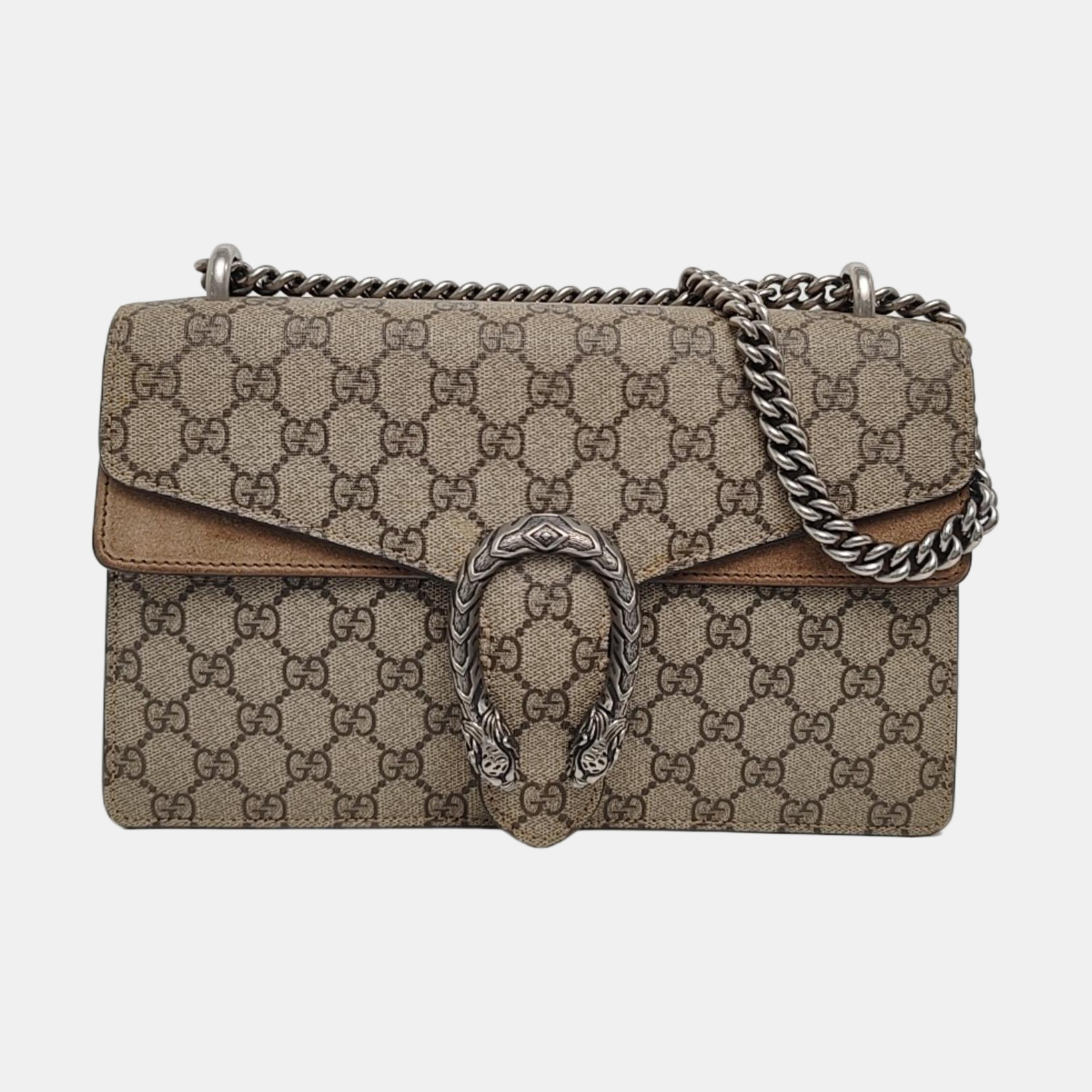 Dionysus Small Monogram Coated Canvas Beige