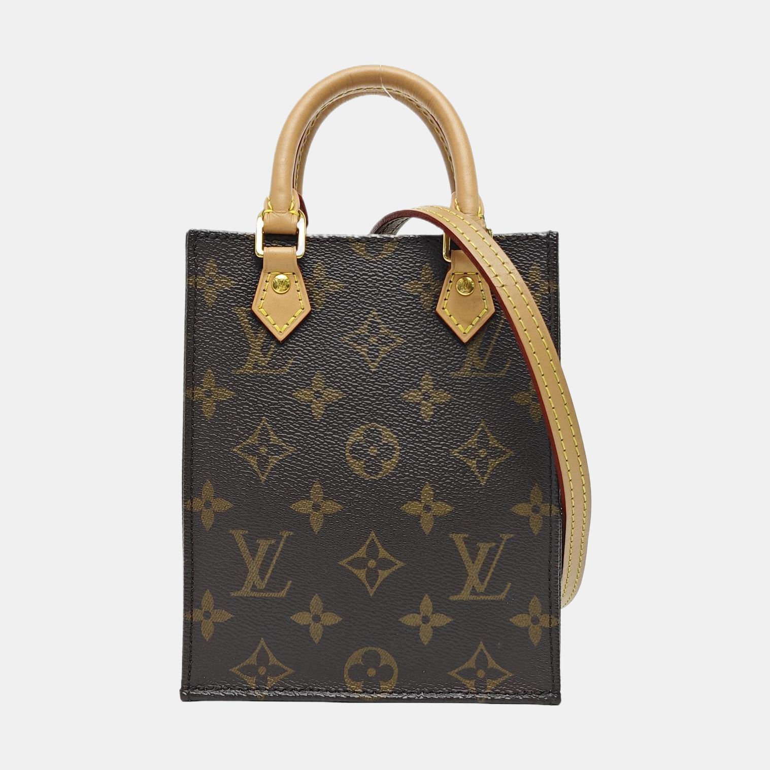 SAC PLAT Mini Monogram Coated Canvas Brown