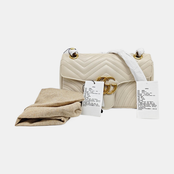 GG Marmont Medium Quilted Calfskin White