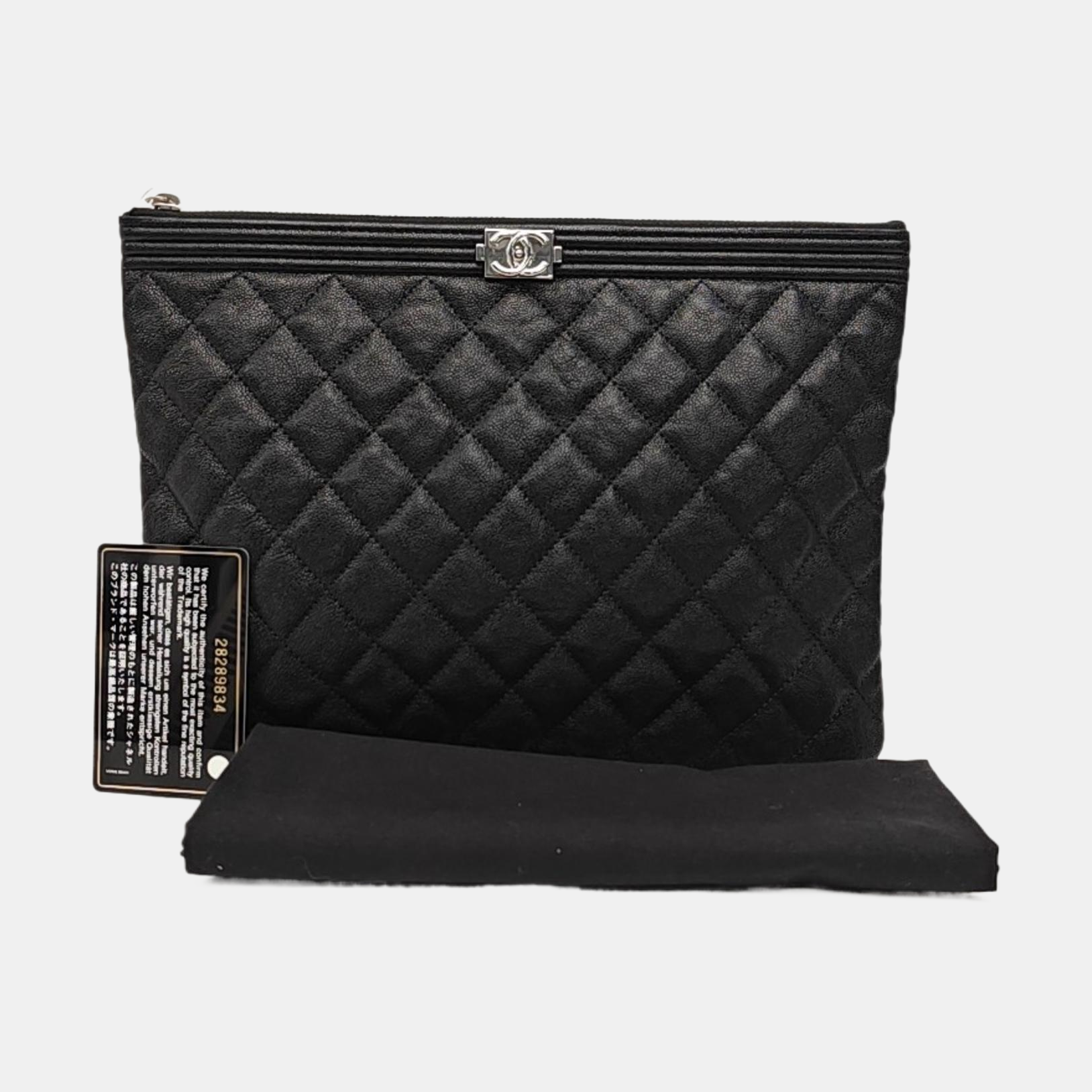 BOY CHANEL Large Quilted Grained Calfskin Black
