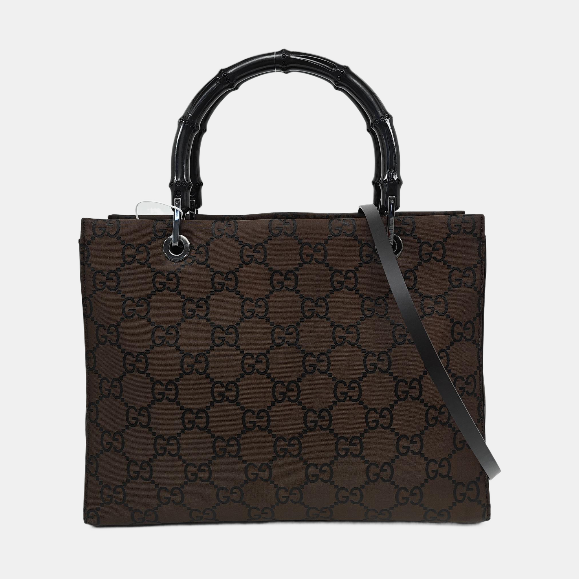 Bamboo 1947 Medium Monogram Fabric Brown