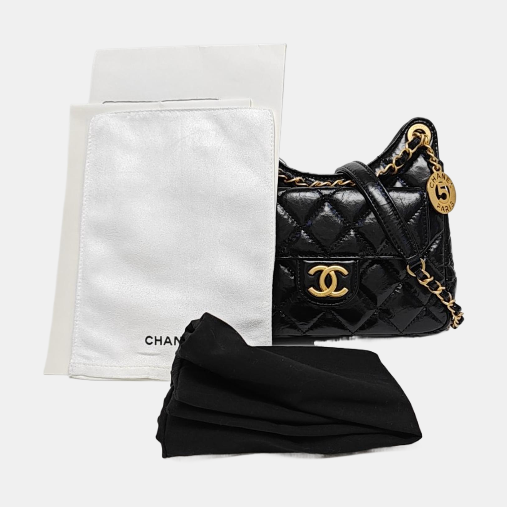 23C HOBO Small Quilted Calfskin Black