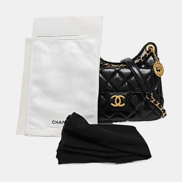 23C HOBO Small Quilted Calfskin Black