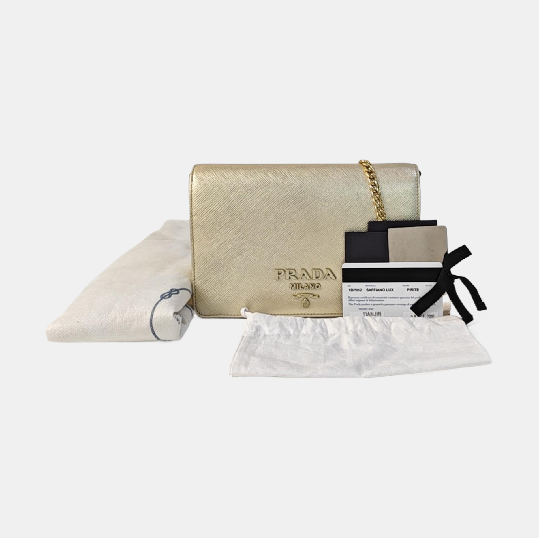 Saffiano Calfskin Shoulder Bag Gold
