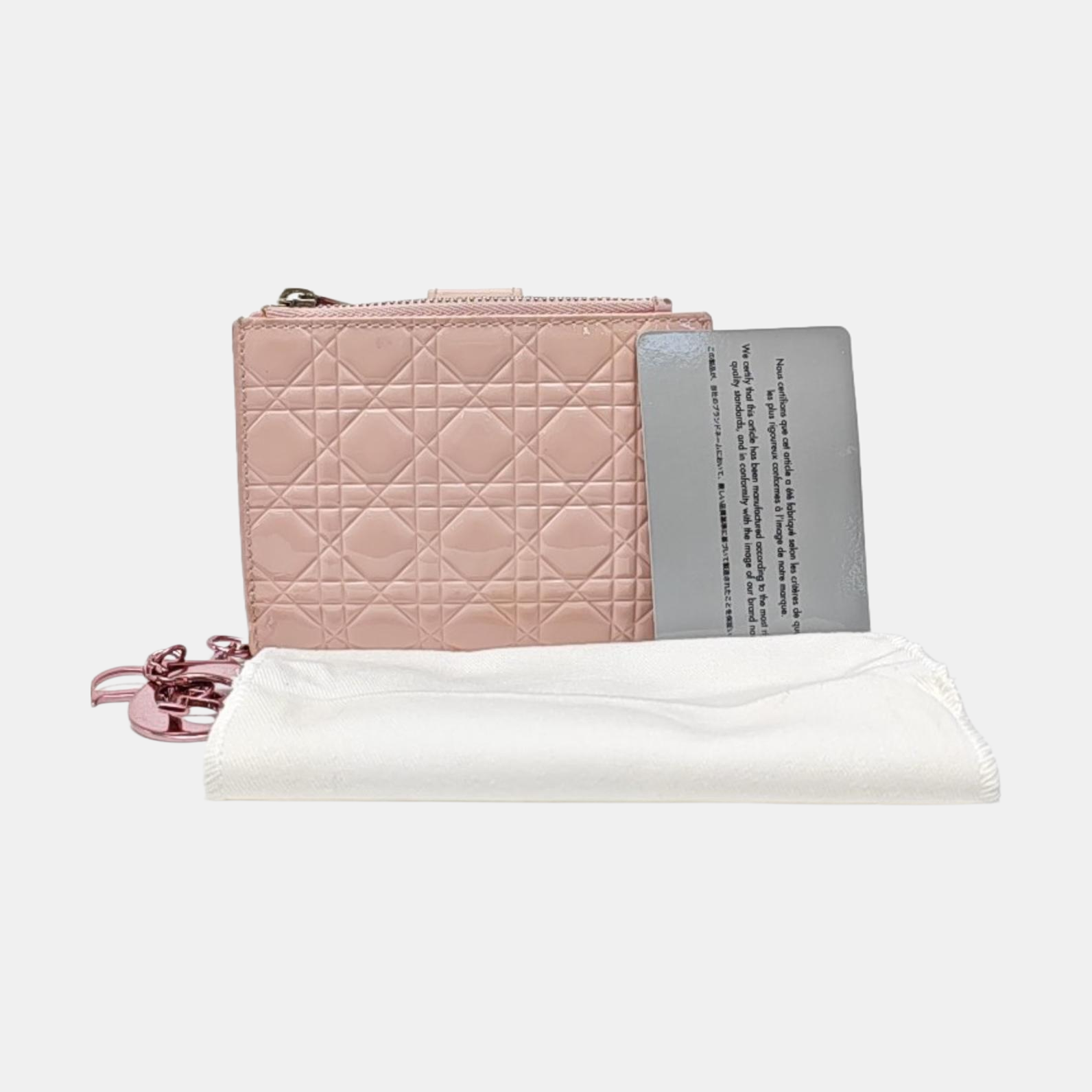 Lady Dior Cannage Patent Leather Pink Wallet