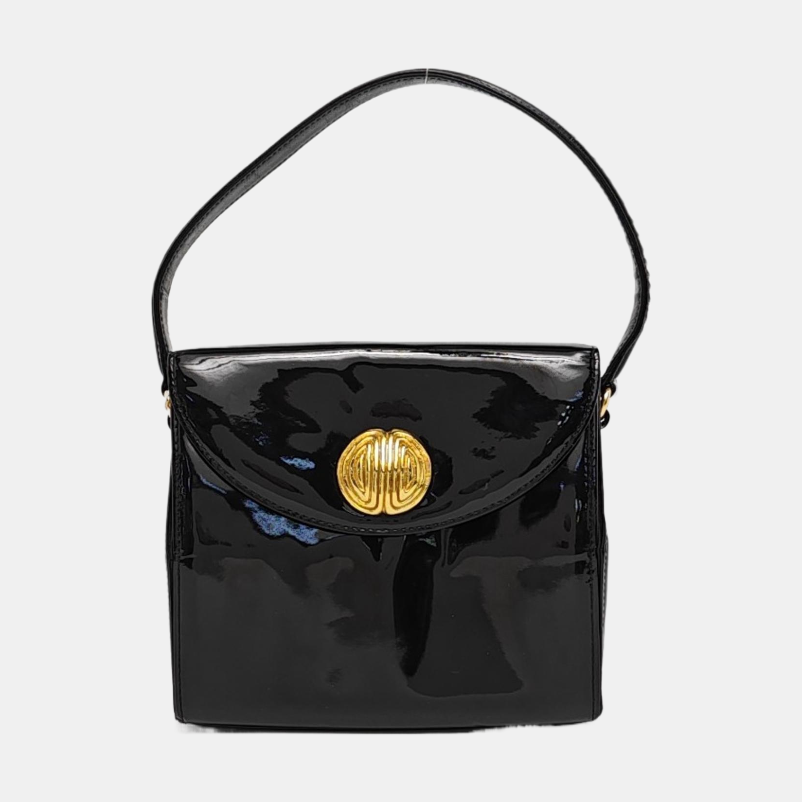 Leather Top Handle Bag Black