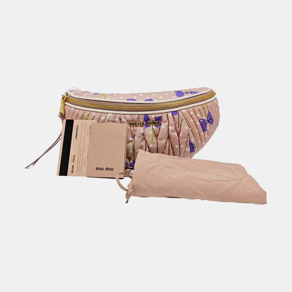 Two-Tone Waist Bag Quilted Fabric Pink