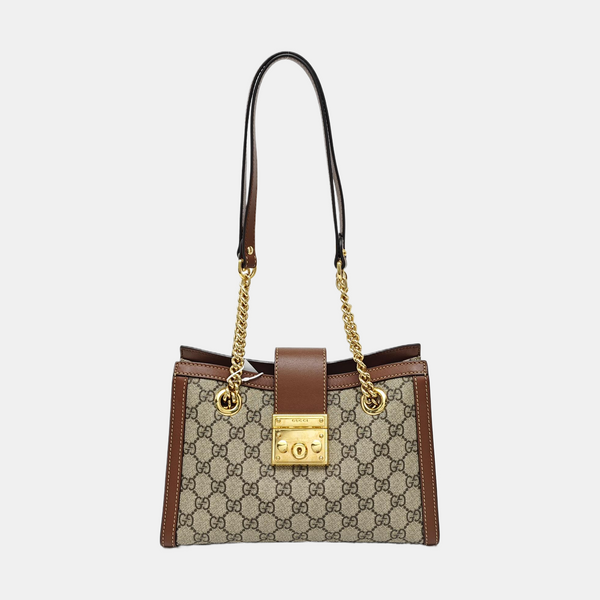 Padlock Small Monogram Coated Canvas Beige