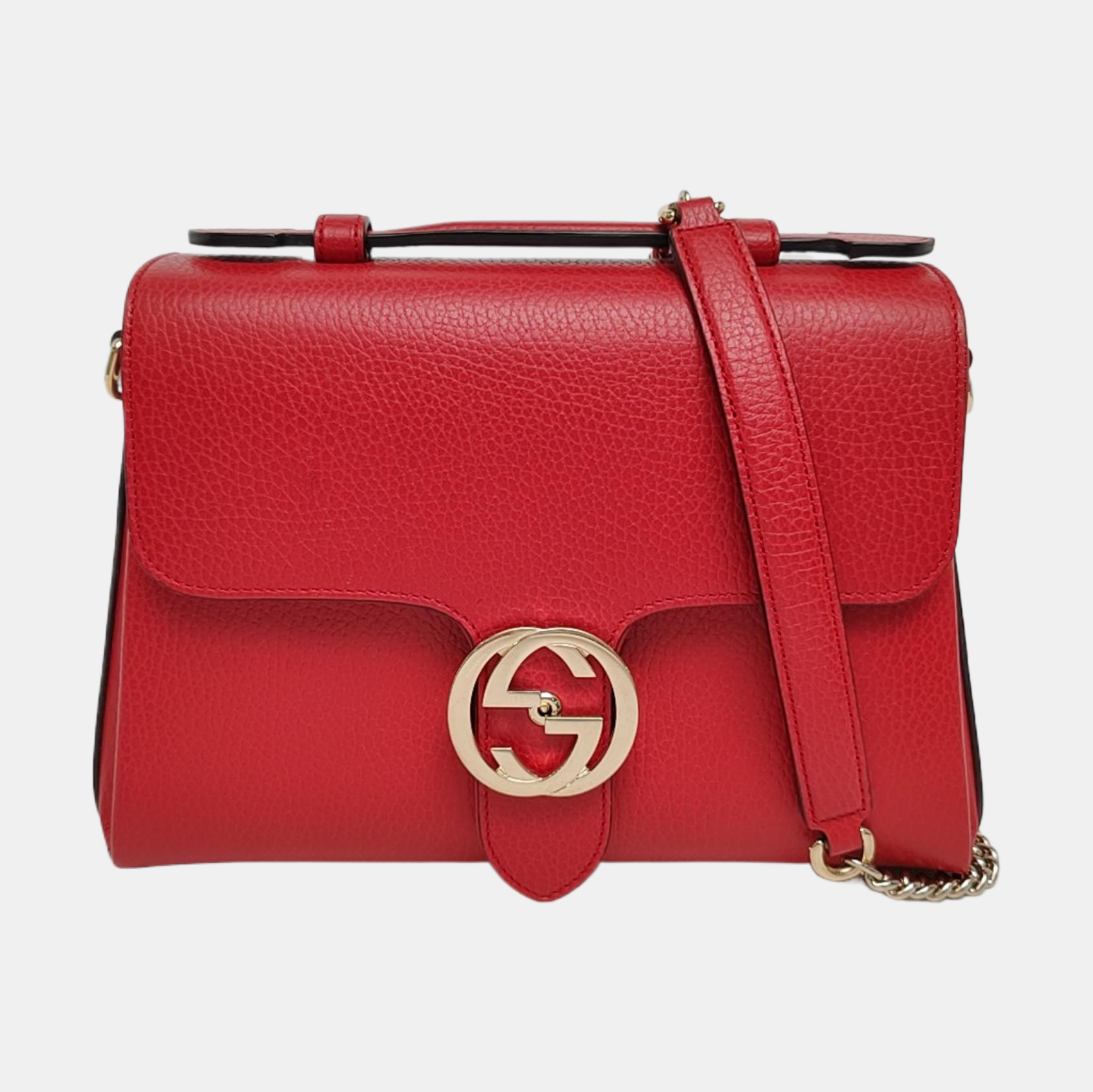 Interlocking G Large Calfskin Red