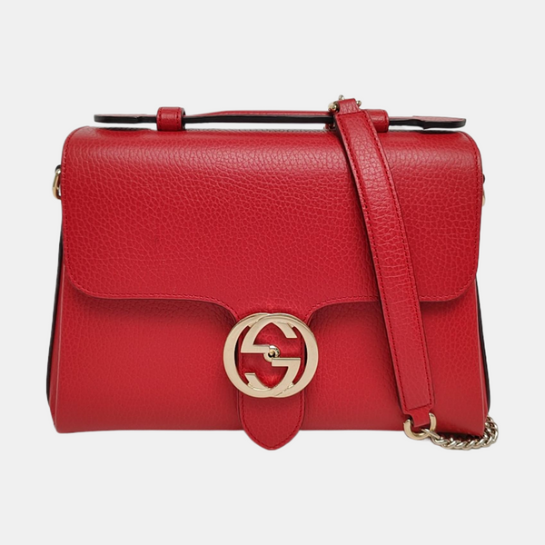 Interlocking G Large Calfskin Red