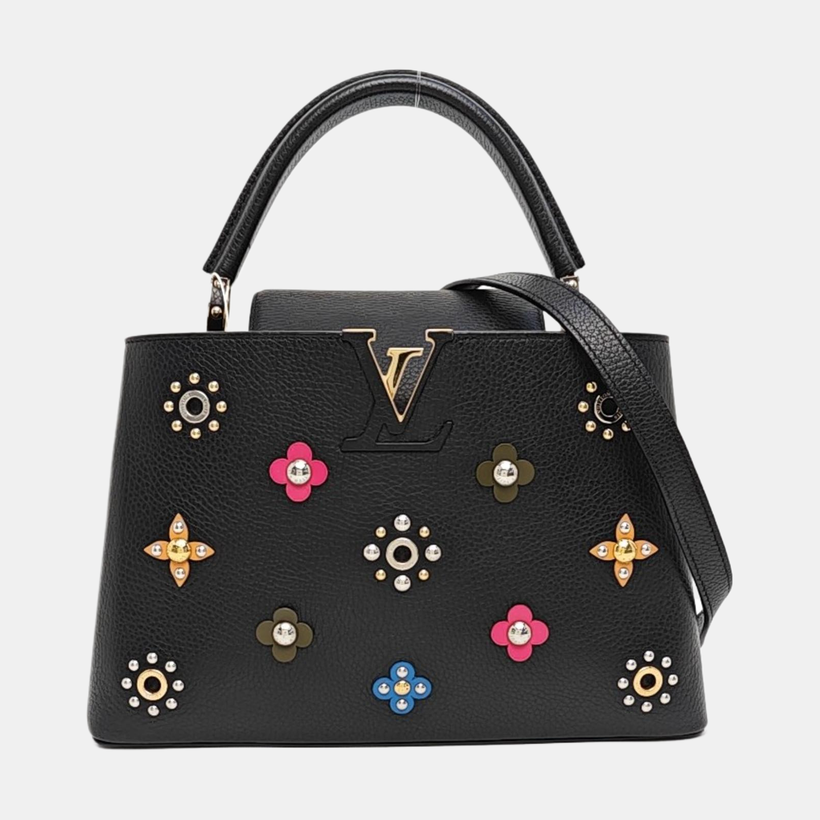 Authenticated pre-owned  CAPUCINES MM Calfskin Black - Shoulder Bag at Looply