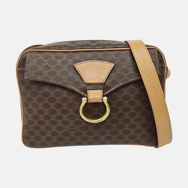 Coated Canvas Shoulder Bag Brown