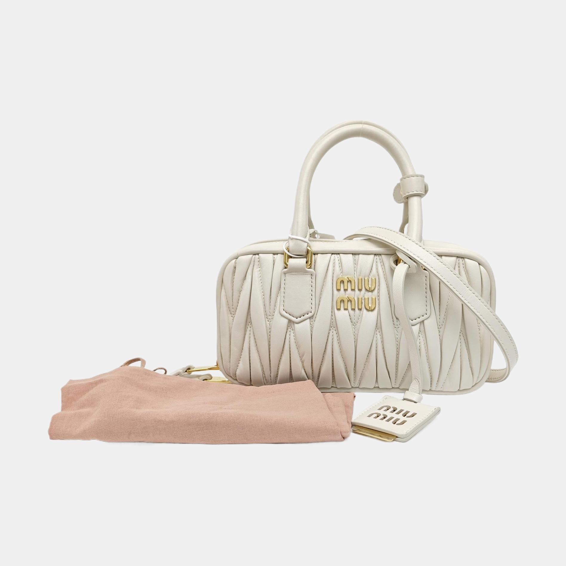Arcadie Matelassé Mini Quilted Lambskin White