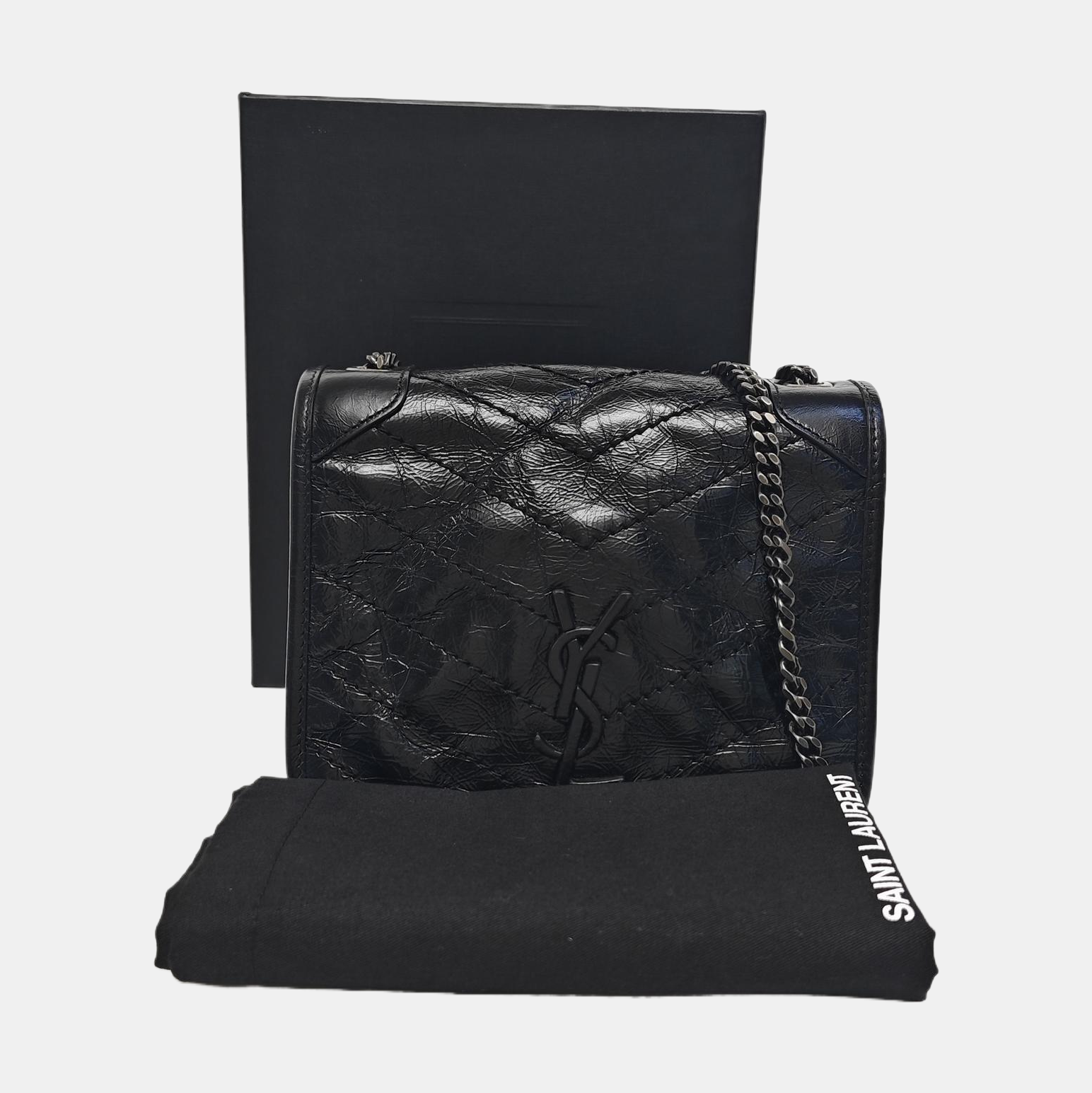 NIKI Mini Chevron Calfskin Black
