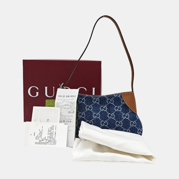 GG Emblem Small Monogram Denim Blue