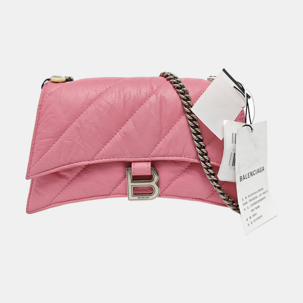Hourglass Wallet On Chain Small Quilted Calfskin Pink