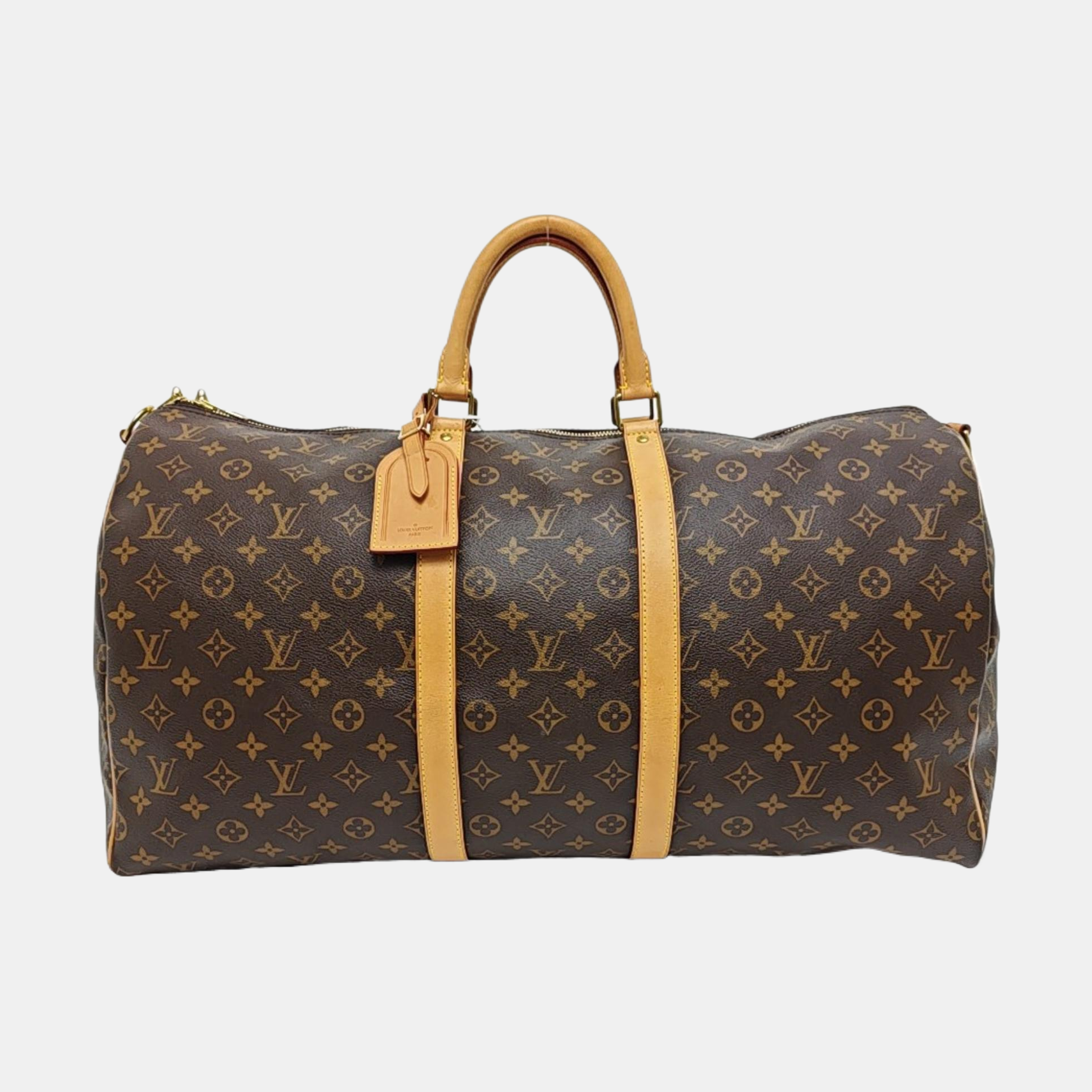KEEPALL 55 Monogram Coated Canvas Brown