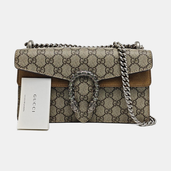 Dionysus Small Monogram Coated Canvas Beige