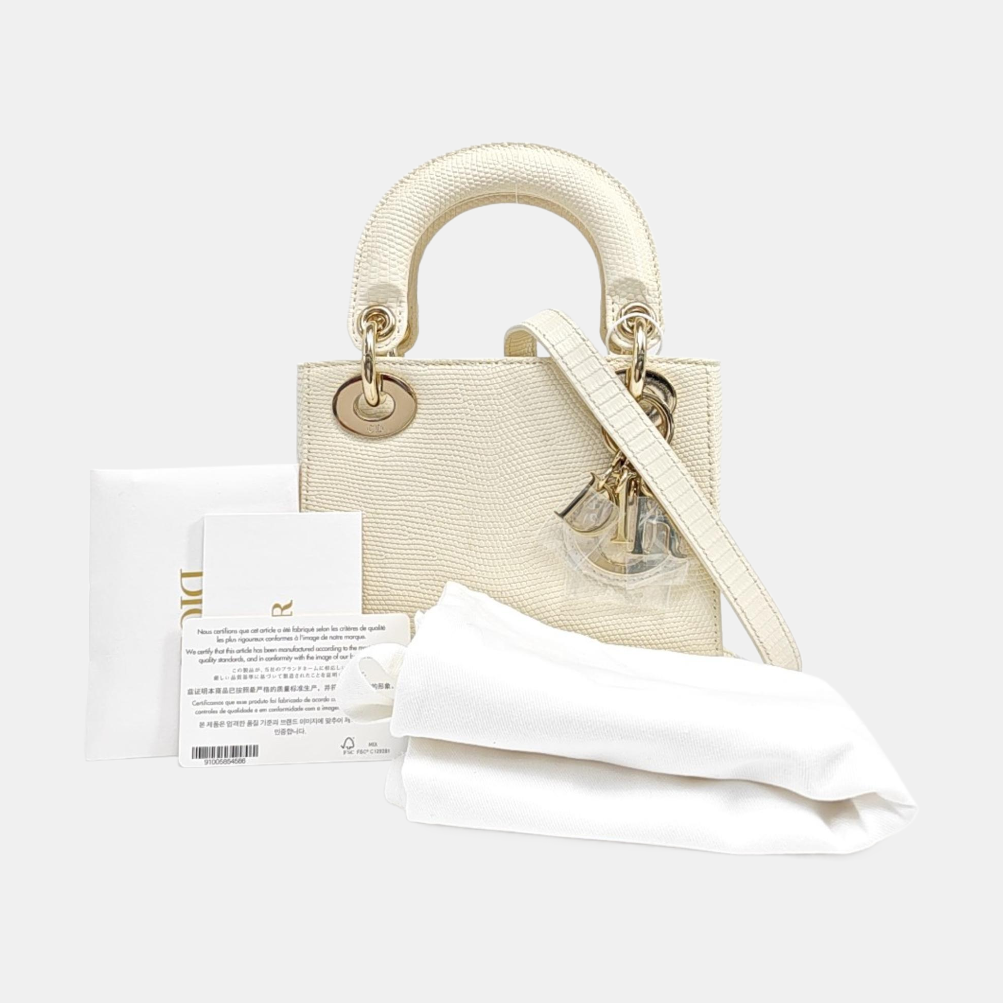 Lady Dior Mini Lizard White