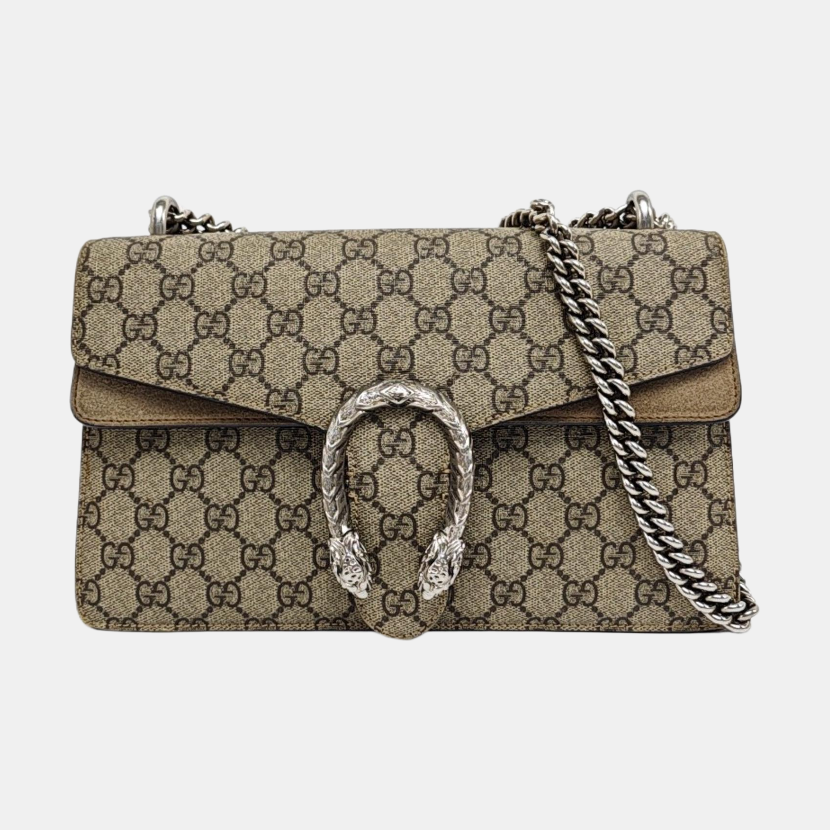 Dionysus Small Monogram Coated Canvas Beige