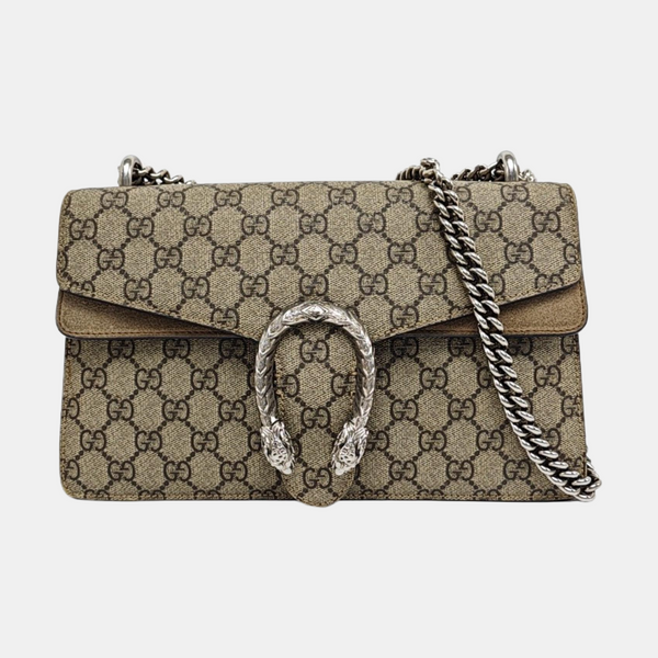 Dionysus Small Monogram Coated Canvas Beige