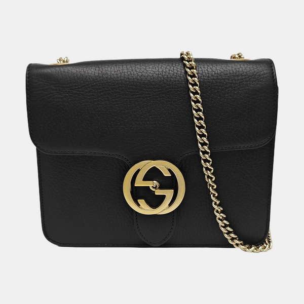 Interlocking G Small Calfskin Black
