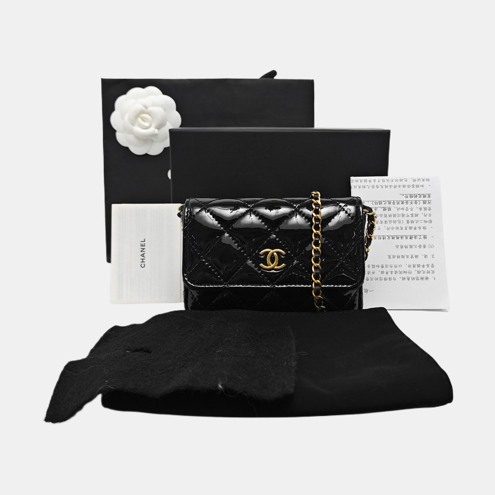 Quilted Patent Leather Black