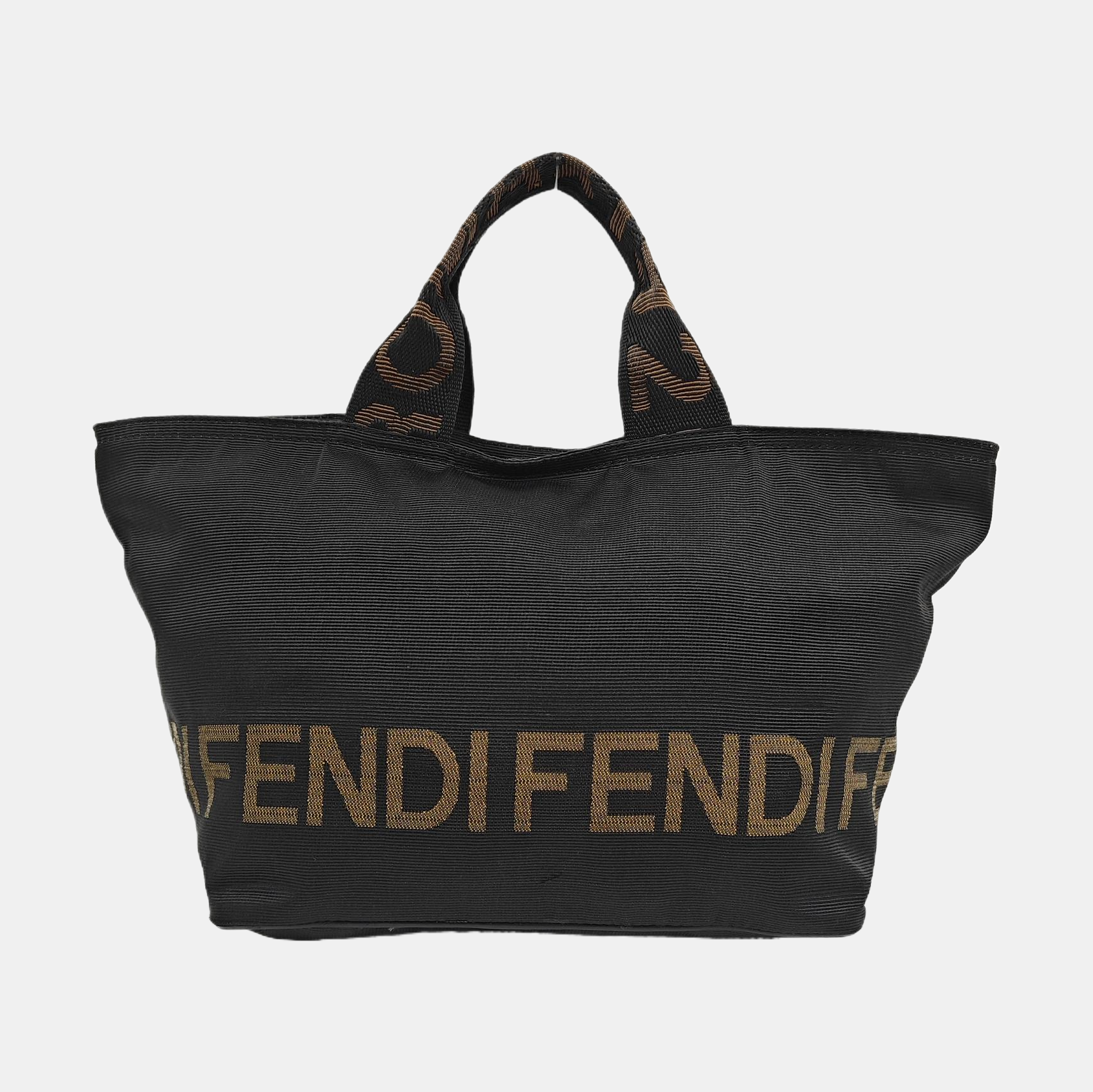 Coated Canvas Top Handle Bag Black