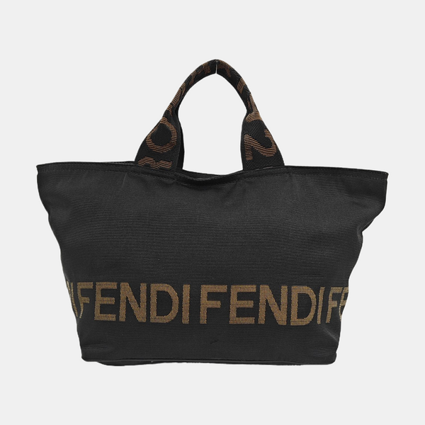 Coated Canvas Top Handle Bag Black