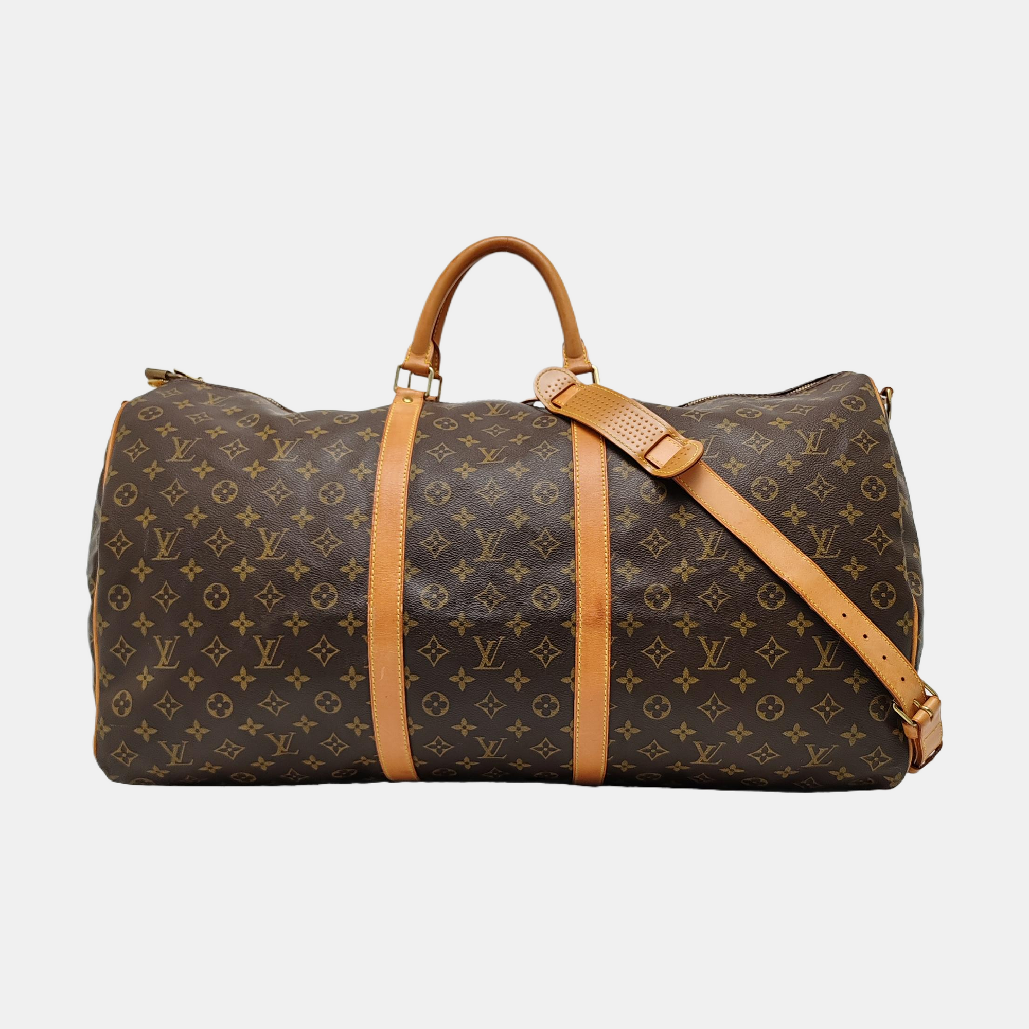 KEEPALL 60 Monogram Coated Canvas Brown