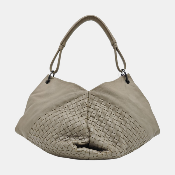 Lambskin Top Handle Bag Gray