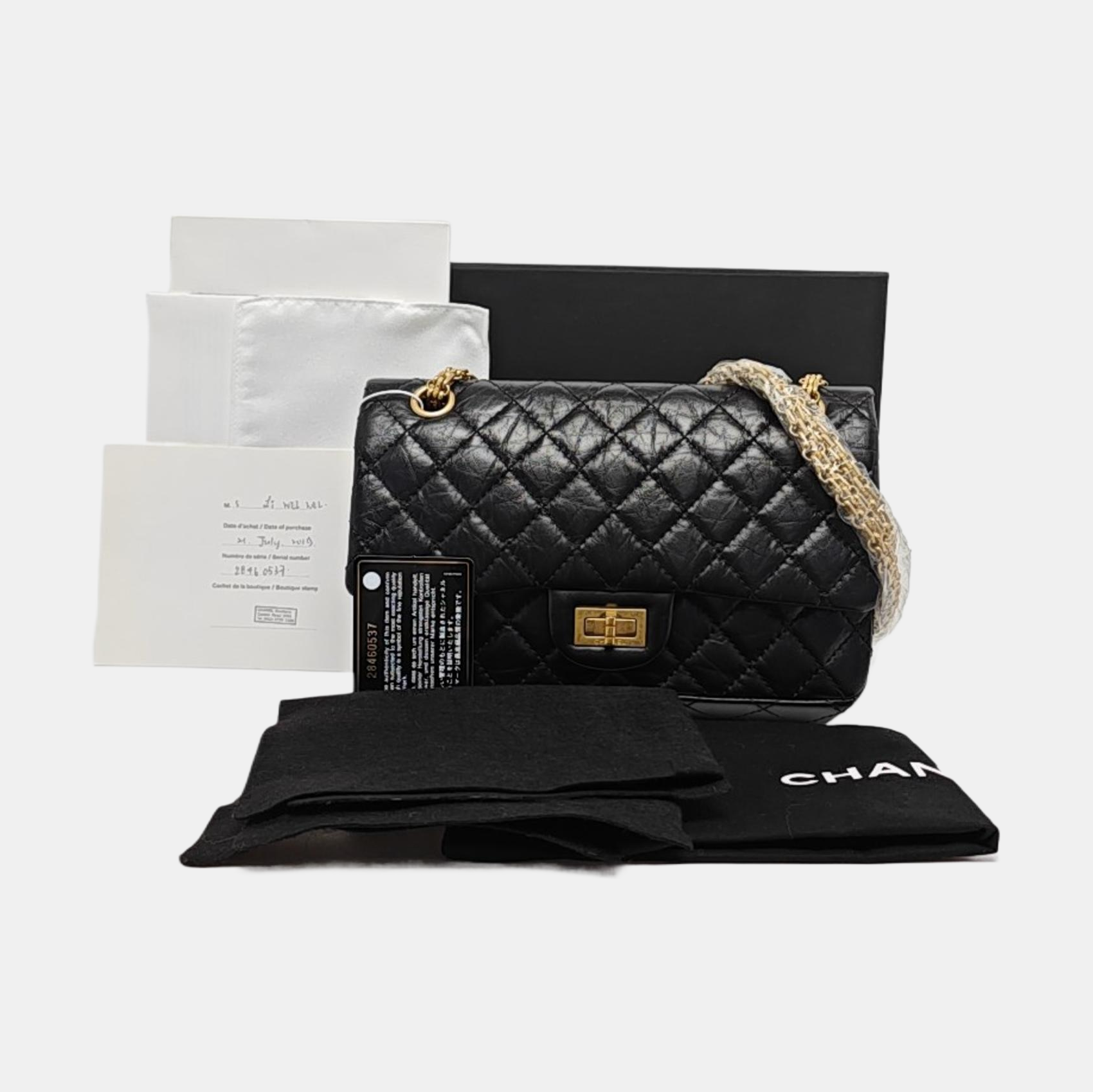 2.55 225 (small) Quilted Calfskin Black