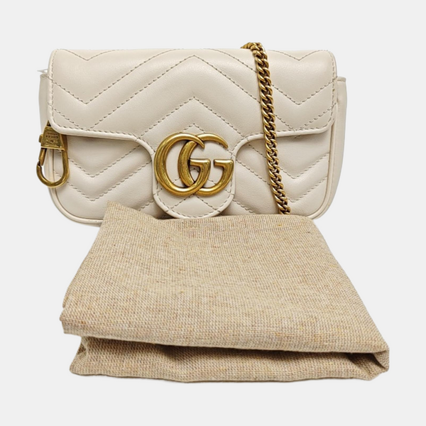 GG Marmont Mini Quilted Calfskin White