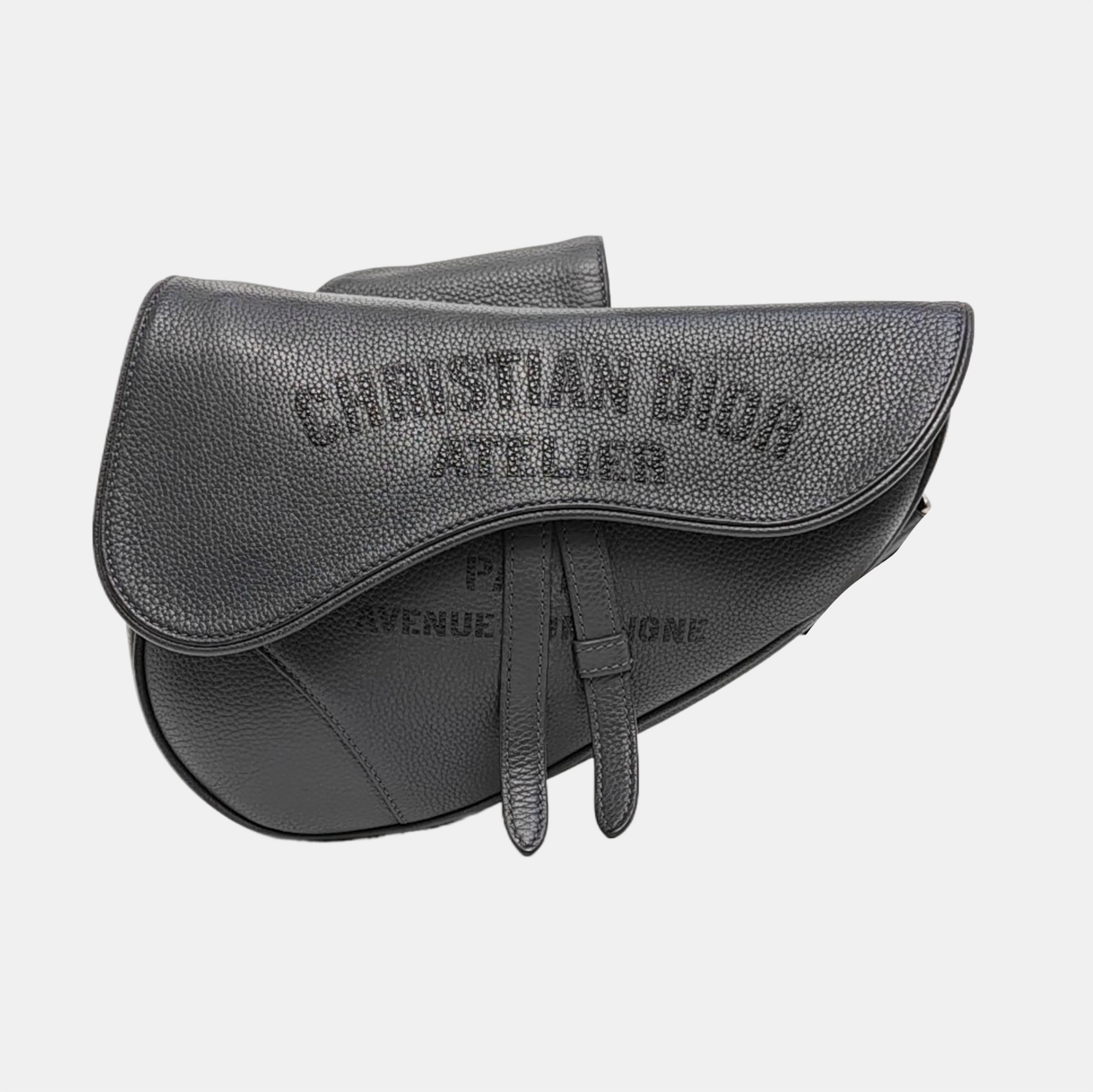 Saddle Medium Calfskin Gray