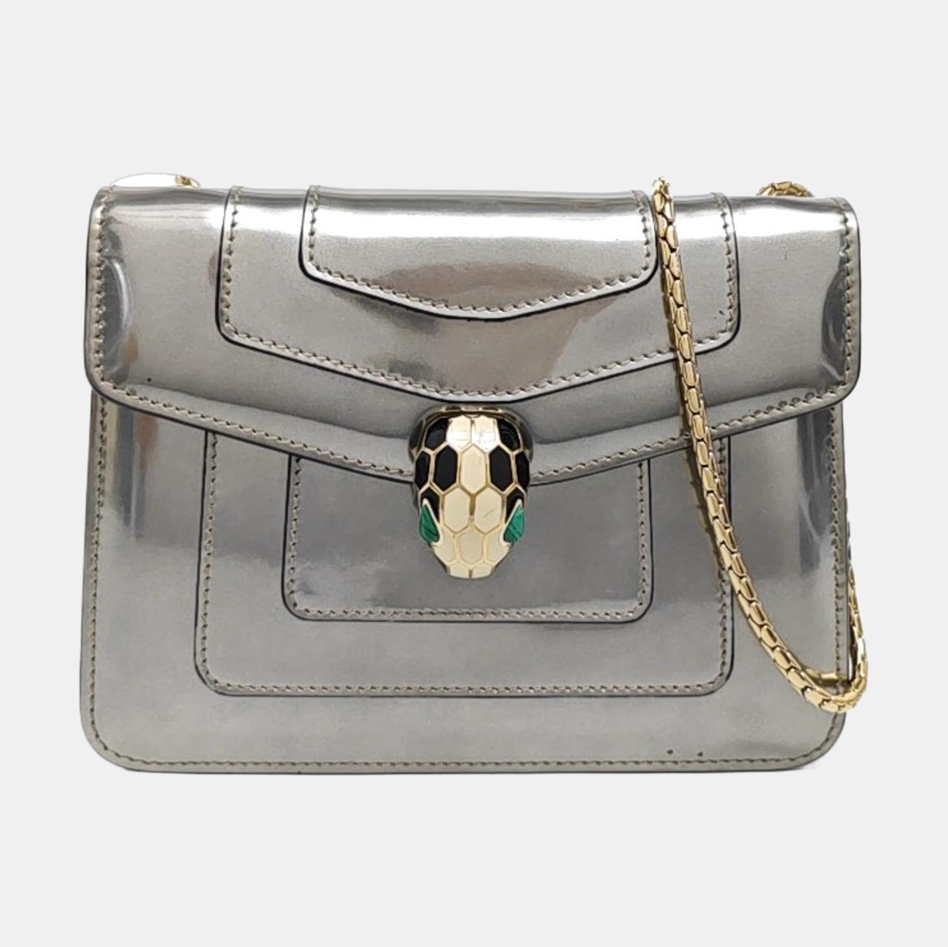 SERPENTI FOREVER Small Patent Leather Silver