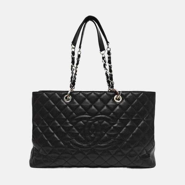 CHANEL GST Extra Large Quilted Grained Calfskin Black