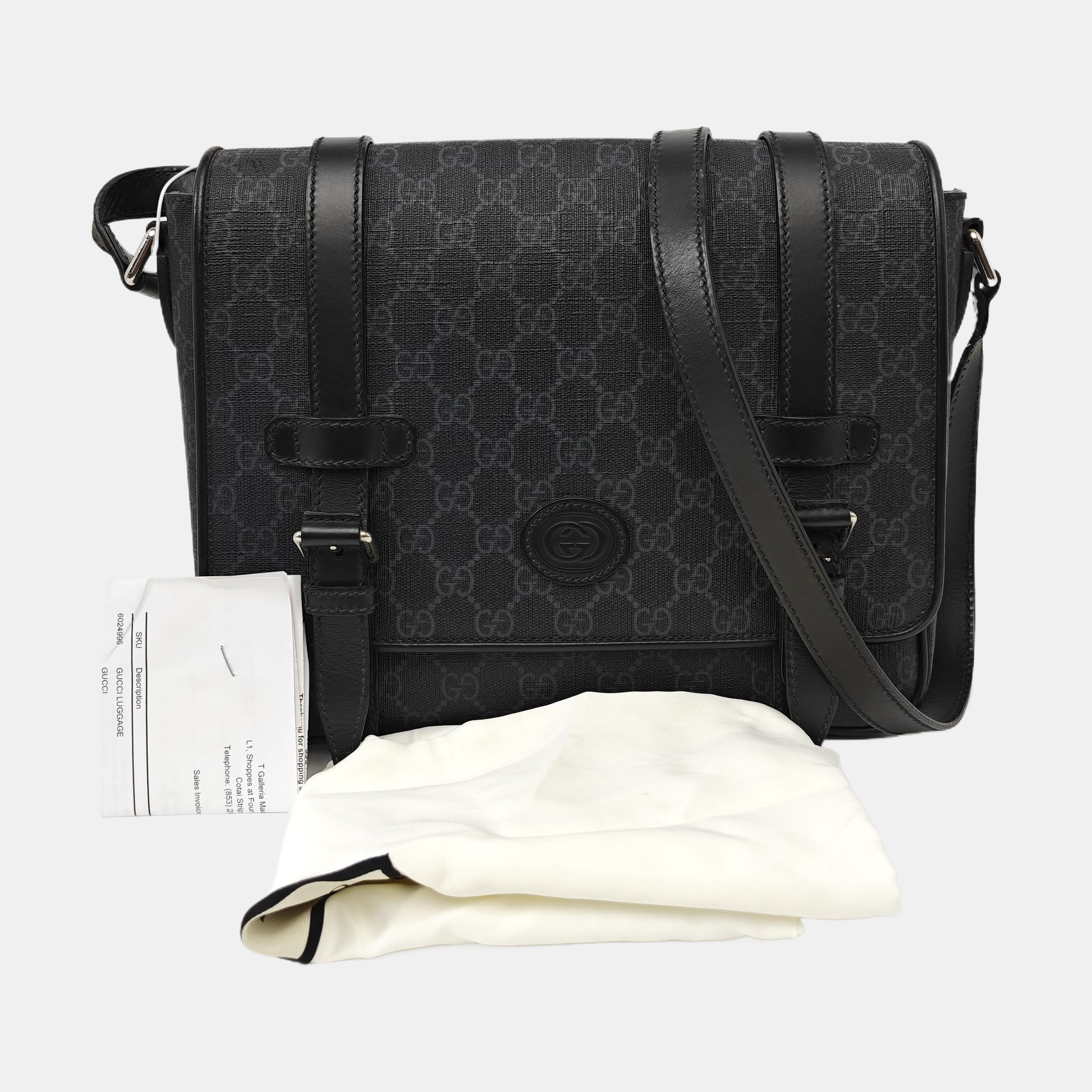 Monogram Coated Canvas Shoulder Bag Black