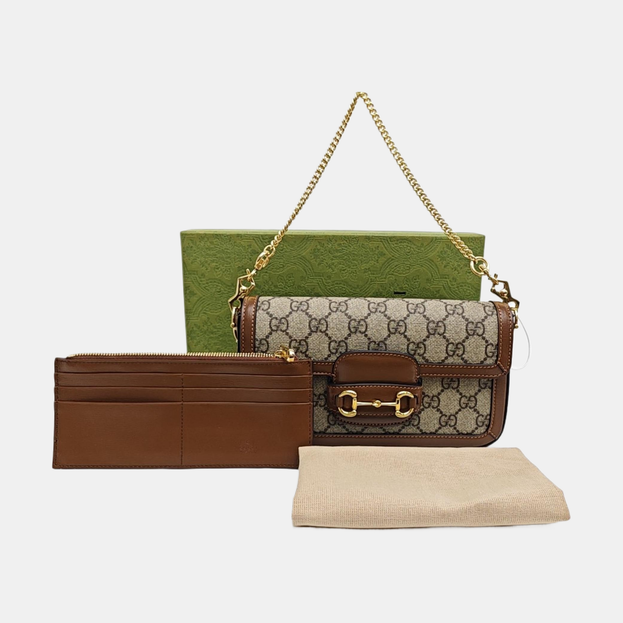 Horsebit 1955 Small Monogram Coated Canvas Beige