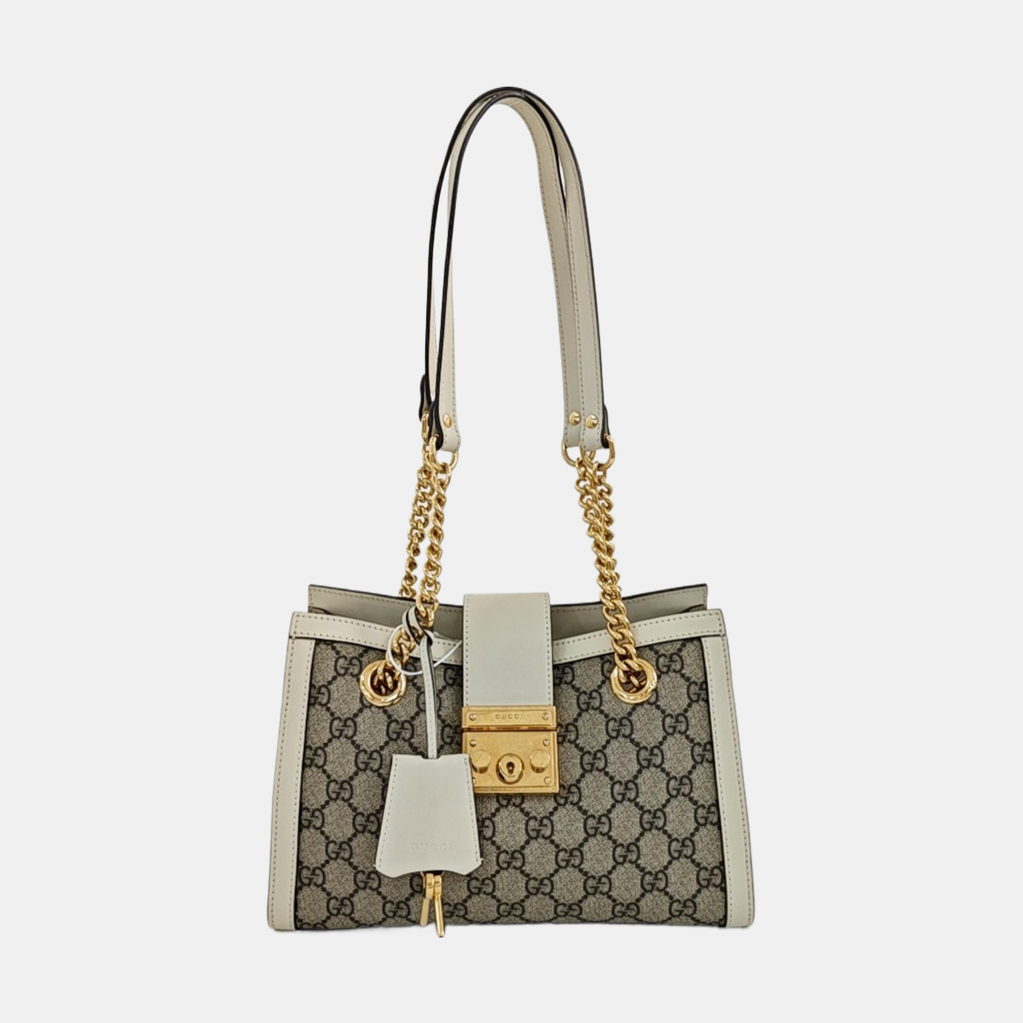 Padlock Small Monogram Coated Canvas Beige