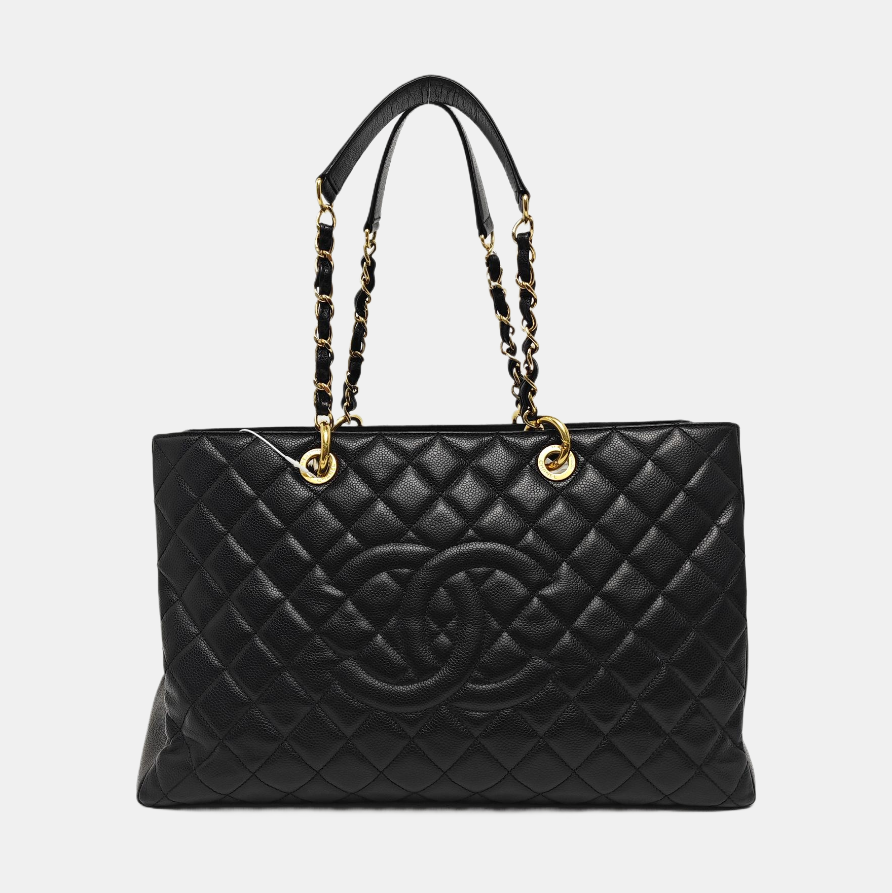 CHANEL GST Extra Grande Piel de Becerro Granulada Acolchada Negra